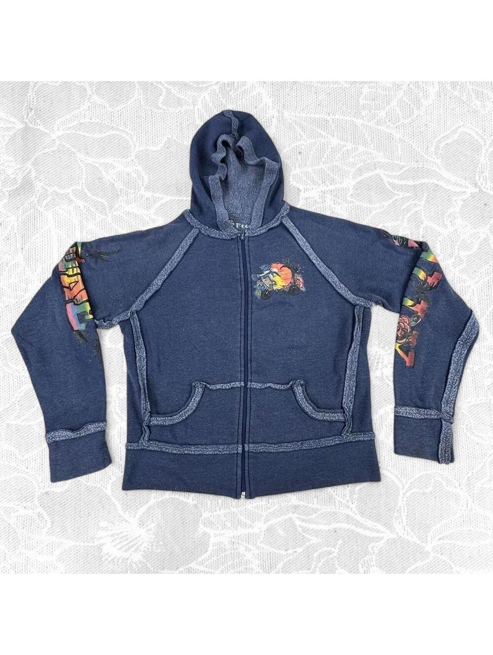 2B Free Y2K 2001 60th Annual Daytona Beach Bike Rally Zip Up Graphic Hoodie - M